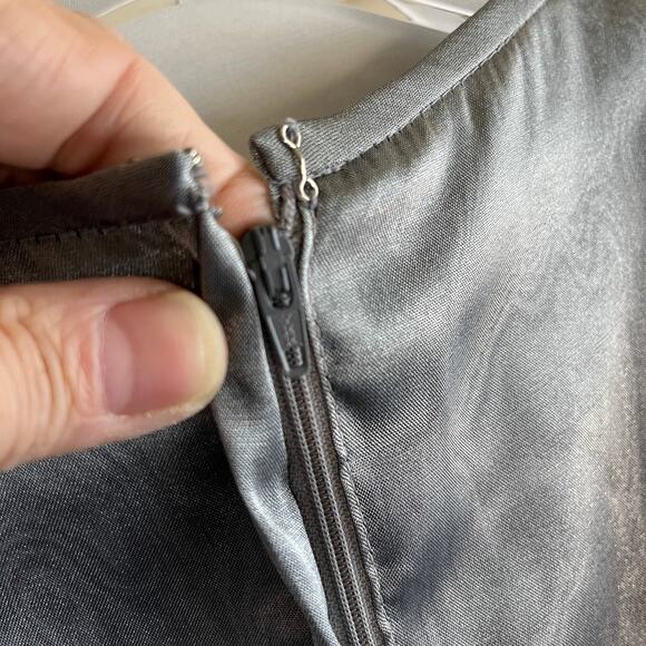 VTG Cache Mini Dress Silver Metallic Fit and Flare Size 6 Retro Party Evening - Picture 6 of 9